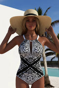 Expanded Black White Paisley One Piece Swimsuit