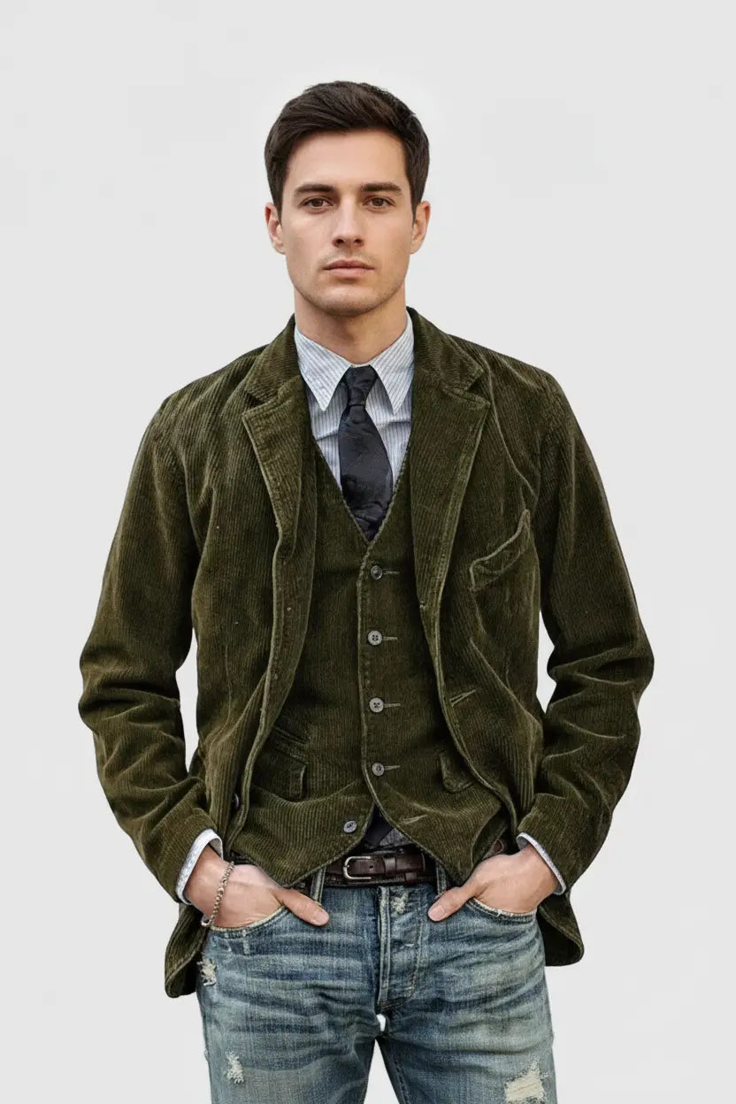Expanded Olive Green Blazer - Full Model