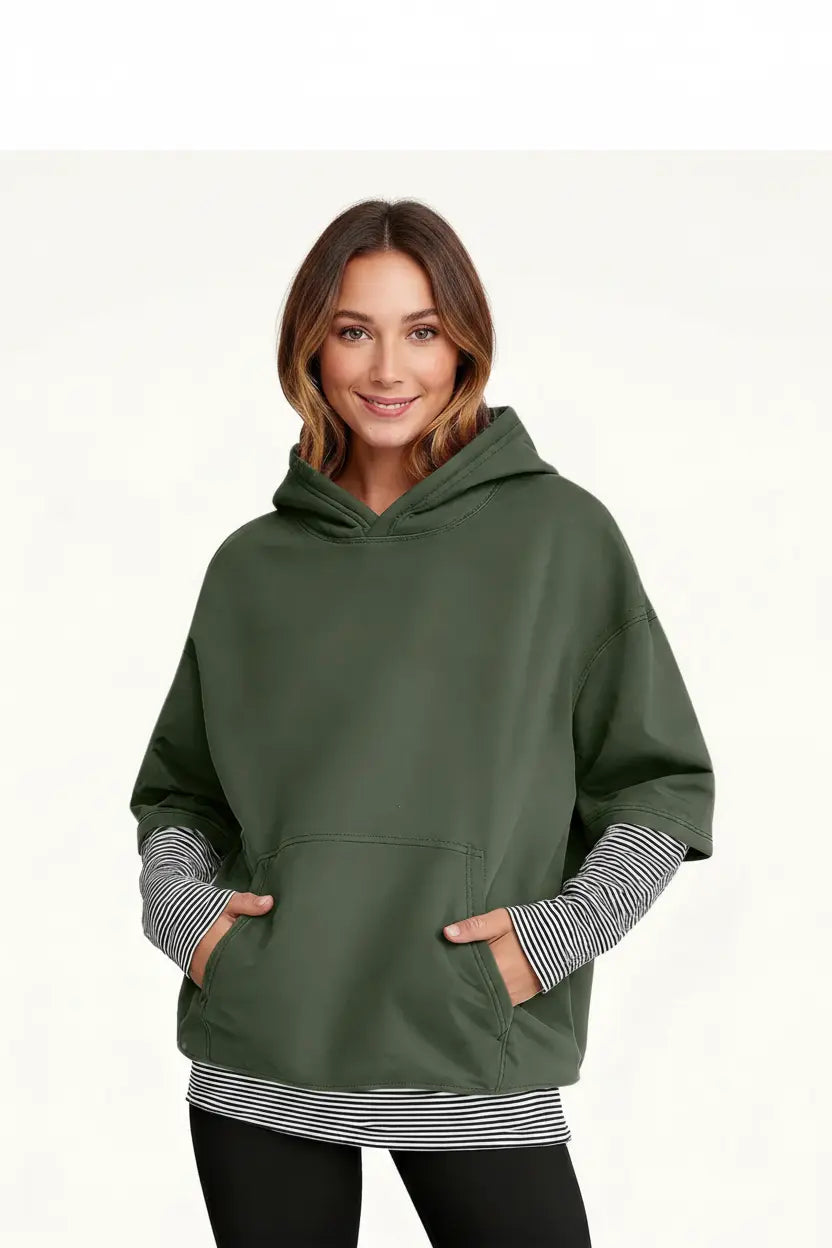 Expanded Olive Green Hoodie White Background