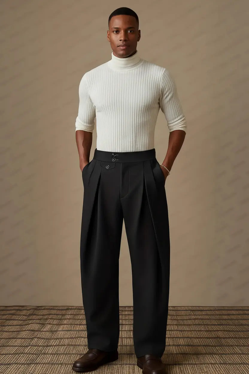 Expanded Product Image - Black Pleated Pants Full Figure