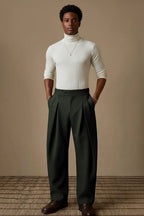 Expanded Product Image - Dark Green Pleated Pants Full Figure