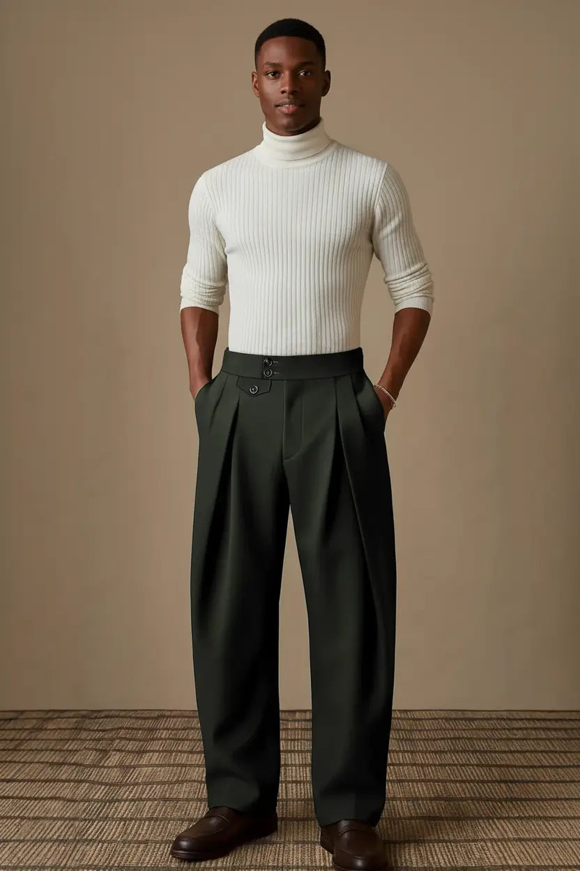 Expanded Product Image - Green Pleated Pants