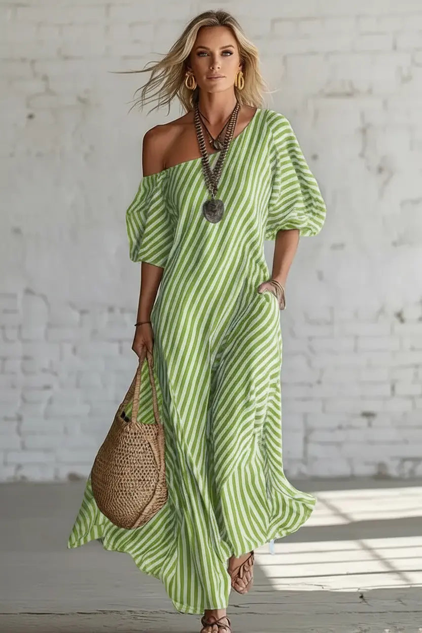 Expanded Product Image - Green Striped Dress