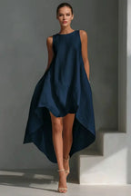 Expanded Product Image - Navy Blue Asymmetric Dress Full Head
