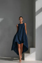 Expanded Product Image - Navy Blue Asymmetric Dress