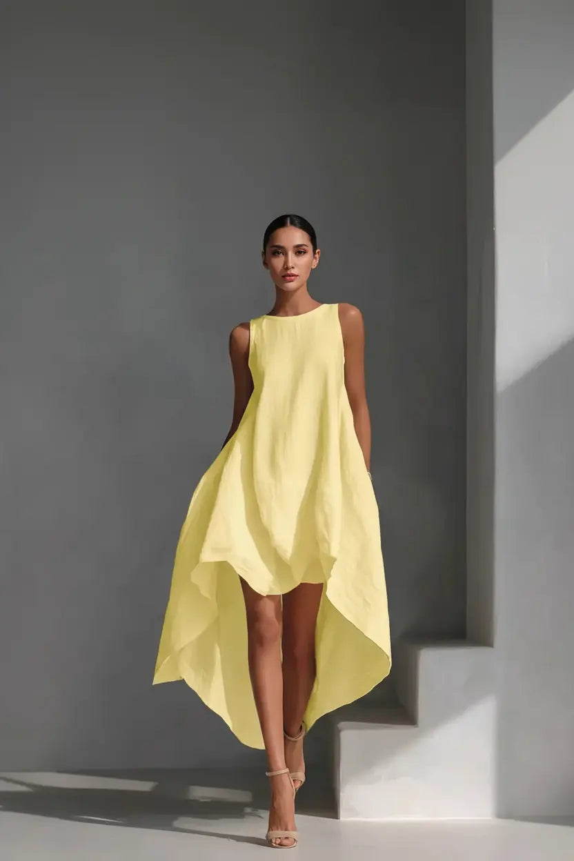 Expanded Product Image - Yellow Asymmetric Dress
