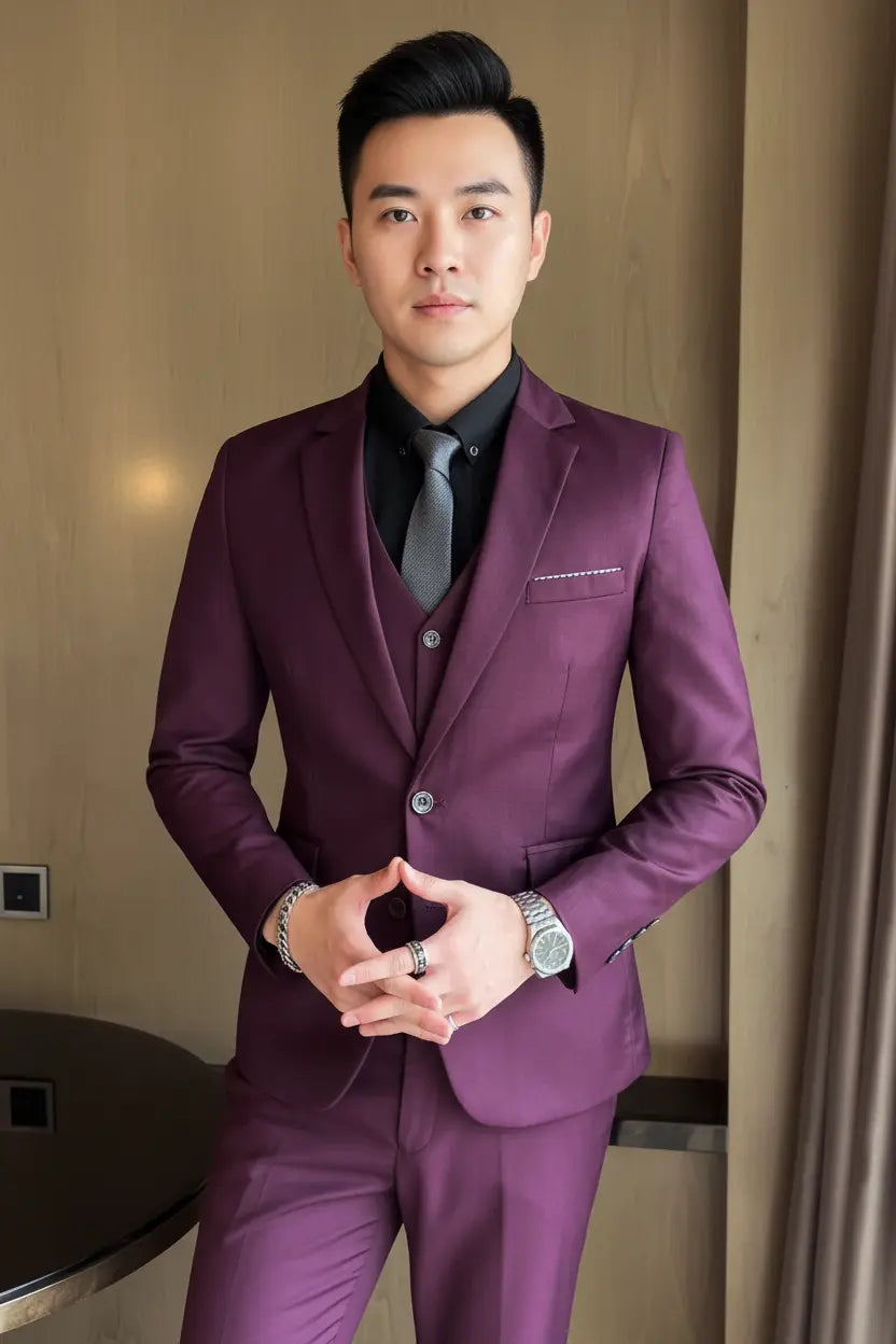 Expanded Purple Three-Piece Suit - Full Model