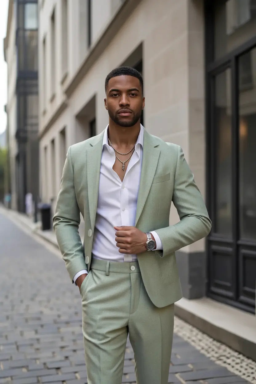 Expanded Sage Green Suit Cobblestone - Full Model