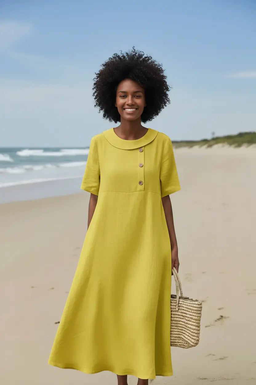 Expanded Yellow Midi Dress – Beach