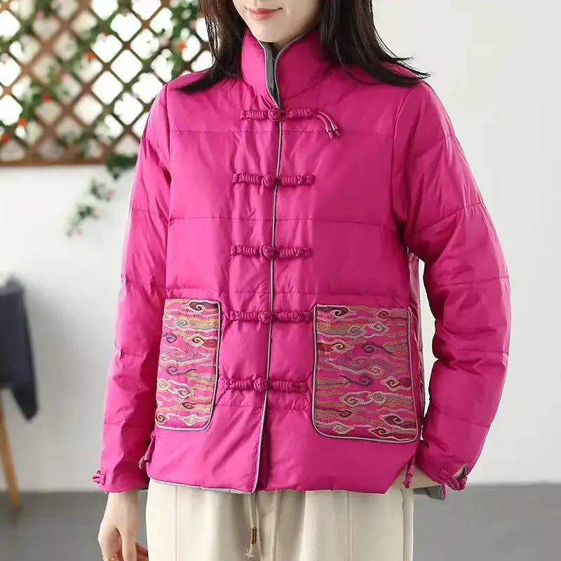 Women's Clothing Short Embroidery Down Jacket Women style-haven-vwag8
