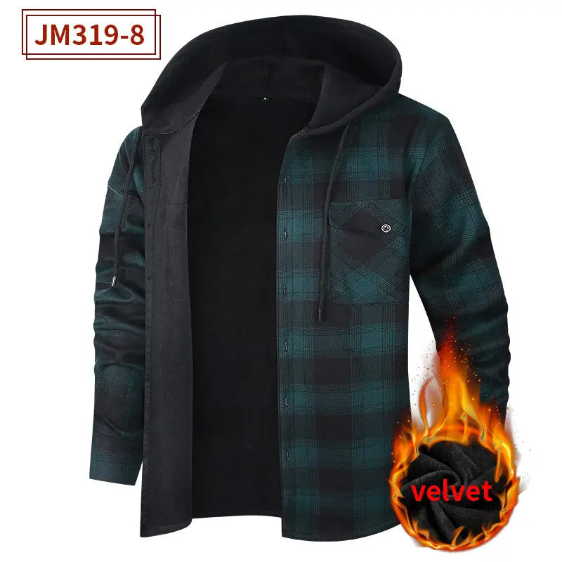 Men's Fleece-Lined Thickened Hooded Shirt style-haven-vwag8