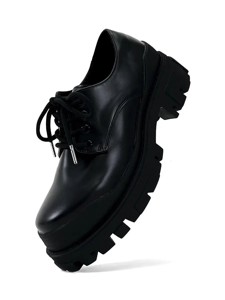 Thick Soled Men's British High-end Black Elevated Leather style-haven-vwag8