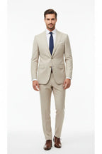 Men's Slim-Fit Two-Piece Suit in Beige - Style Haven