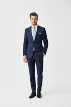 Men's Slim-Fit Two-Piece Suit in Navy Blue - Style Haven