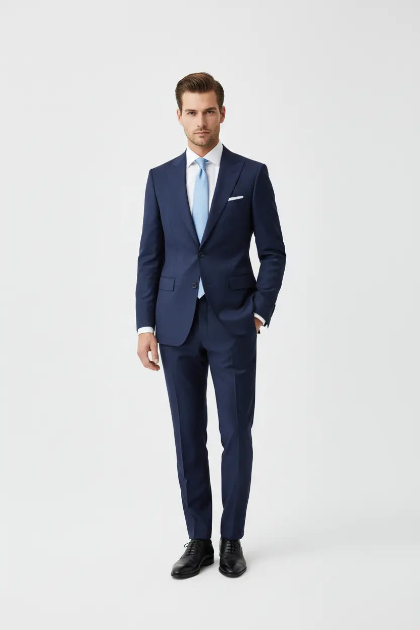 Men's Slim-Fit Two-Piece Suit in Navy Blue - Style Haven