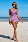 Women's Twist Mid Waist Light Purple Tankini Set Style Haven