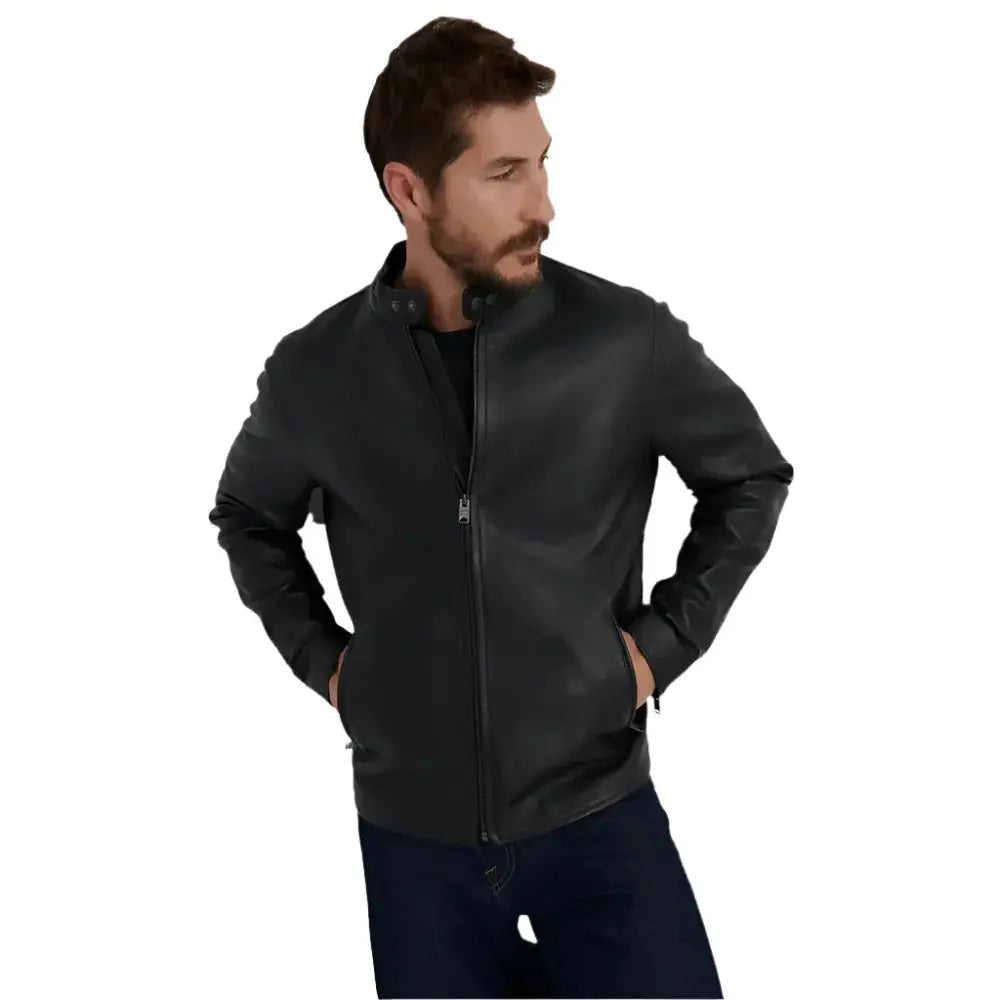 Mens Black Leather Jacket Riders Republic UK