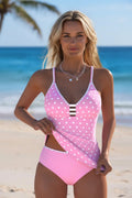 Modlily Polka Dot Light Pink Tankini - Expanded
