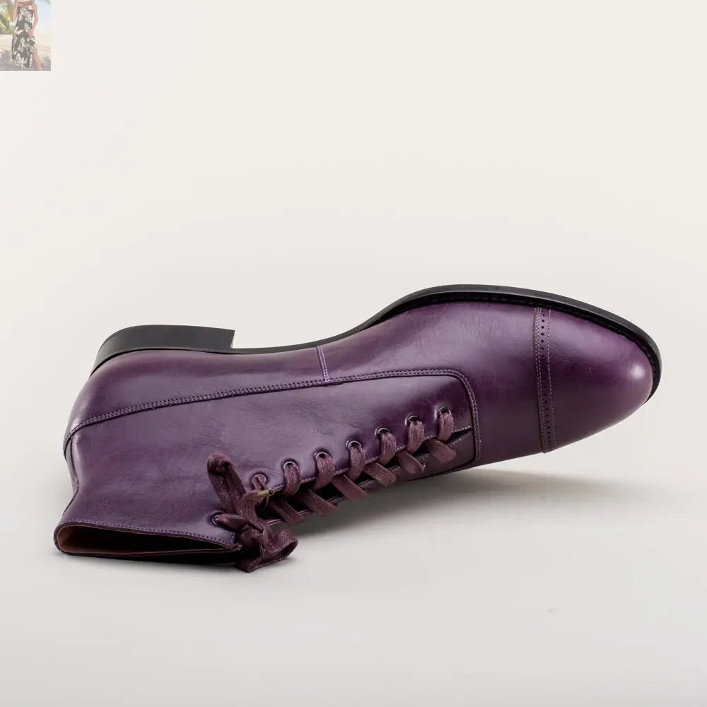 Noble Men's Vintage Lace-Up Boots (Purple)