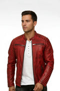 Red Leather Jacket - Full Model View